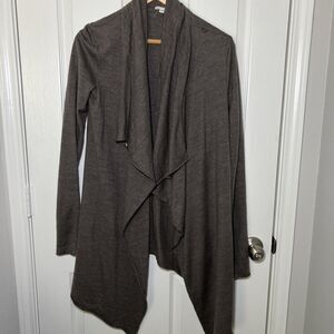 Helmut Lang Sonar Wool Waterfall Front Cardigan Hook Closure Tan Small No Belt